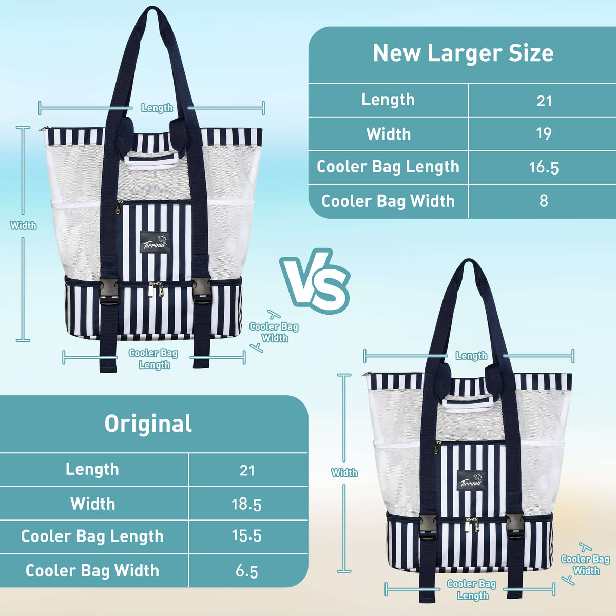 Tirrinia Mesh Beach Tote Cooler Bag