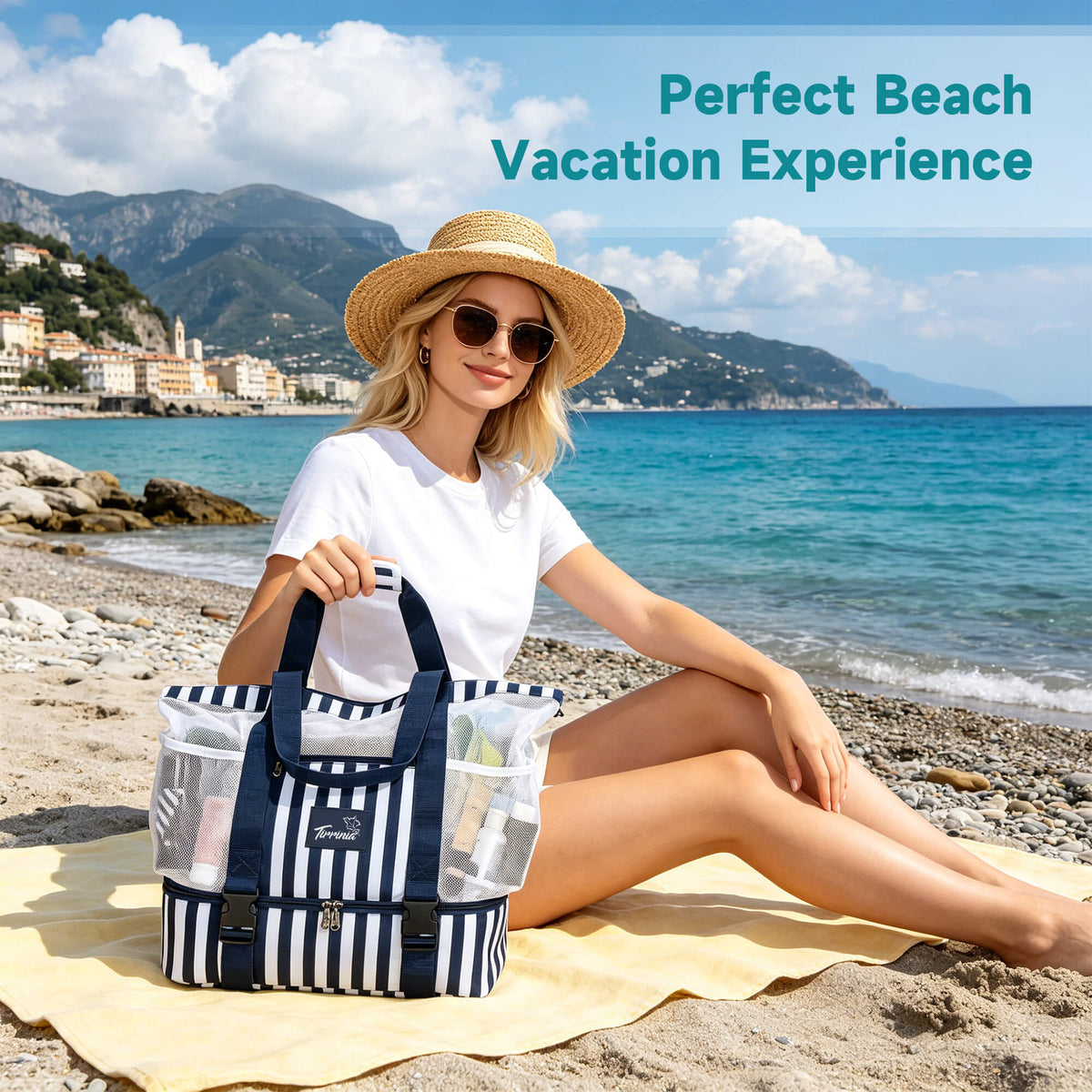 Tirrinia Mesh Beach Tote Cooler Bag