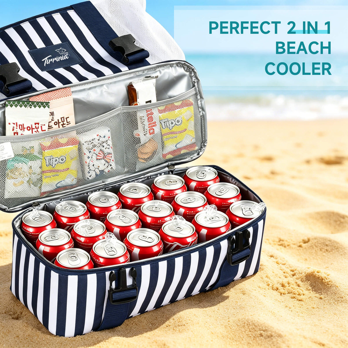 Tirrinia Mesh Beach Bag with Cooler Compartment, Extra Large Totes for Beach  Travel, Functional Fashion Beach Bag for Women