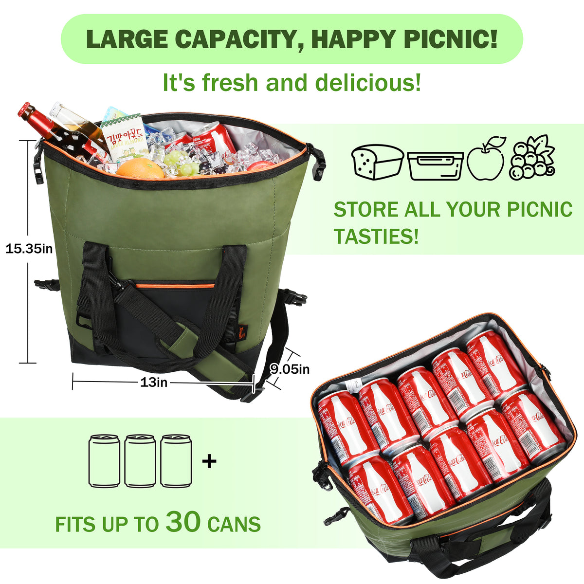 Tirrinia 30 Cans Insulated Soft Cooler Bag
