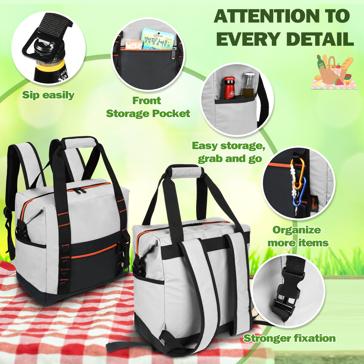 Tirrinia 36 Cans Insulated Soft Cooler Bag back view