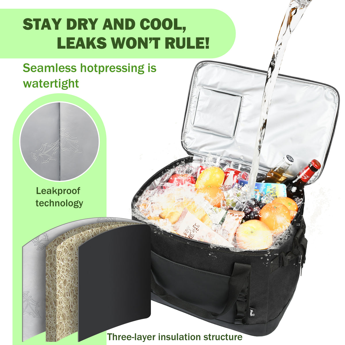 Tirrinia 48 Cans Insulated Soft Cooler Bag close-up detail