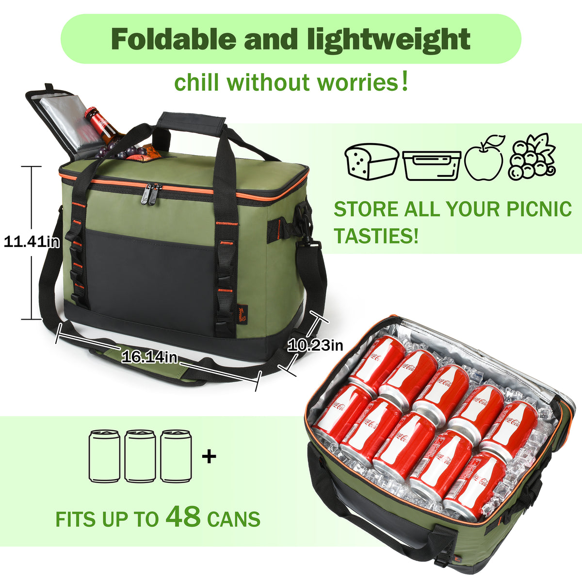 Tirrinia 48 Cans Insulated Soft Cooler Bag close-up detail