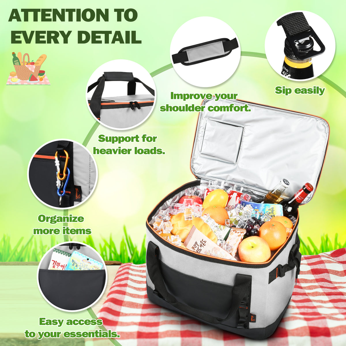Tirrinia 48 Cans Insulated Soft Cooler Bag back view