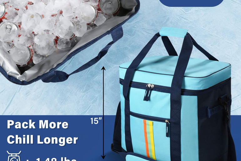 Tirrina Soft Cooler Bag 48 Can, Collapsible Insulated Cooler Leakproof Portable Soft Sided Cooler Bag for Beach Travel Picnic