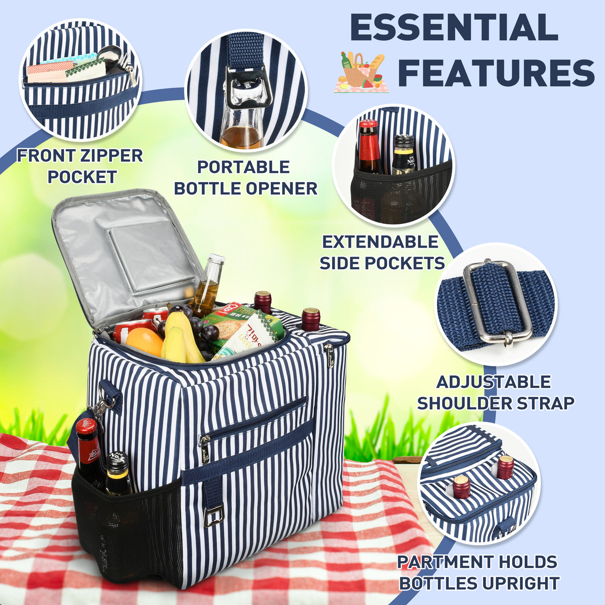 Tirrinia Outdoor Cooler with Wine Compartment close-up detail
