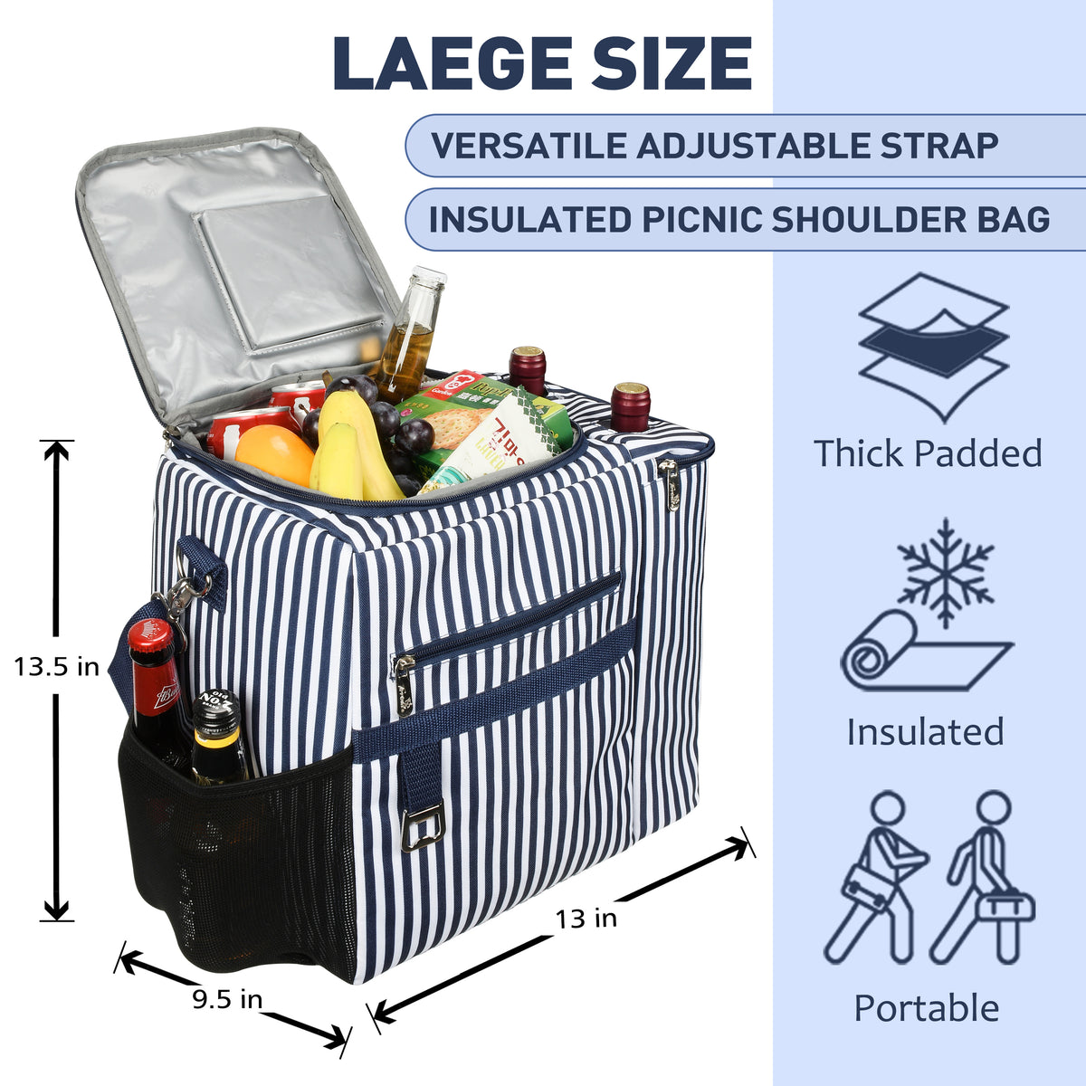 Tirrinia Outdoor Cooler with Wine Compartment size chart