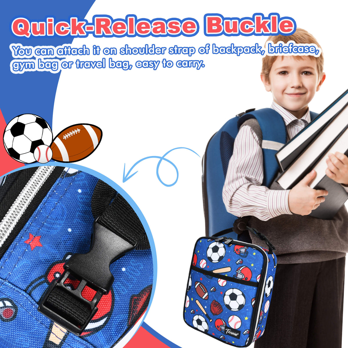 Tirrinia Sports-Themed Insulated Lunch Bag – Compact, Leakproof & Travel-Friendly