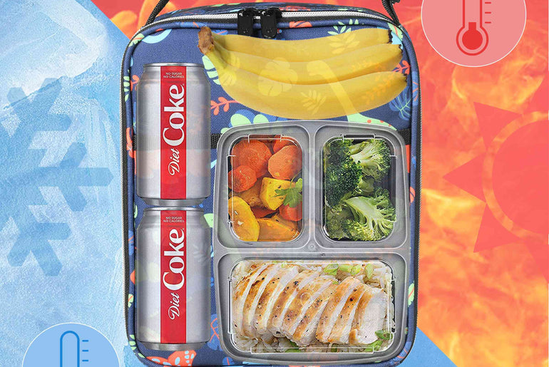 Tirrinia Kid's Blue Dino Lunch Bag side view