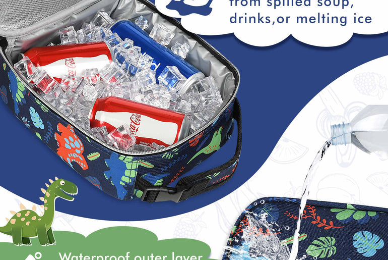 Tirrinia Kid's Blue Dino Lunch Bag detail view
