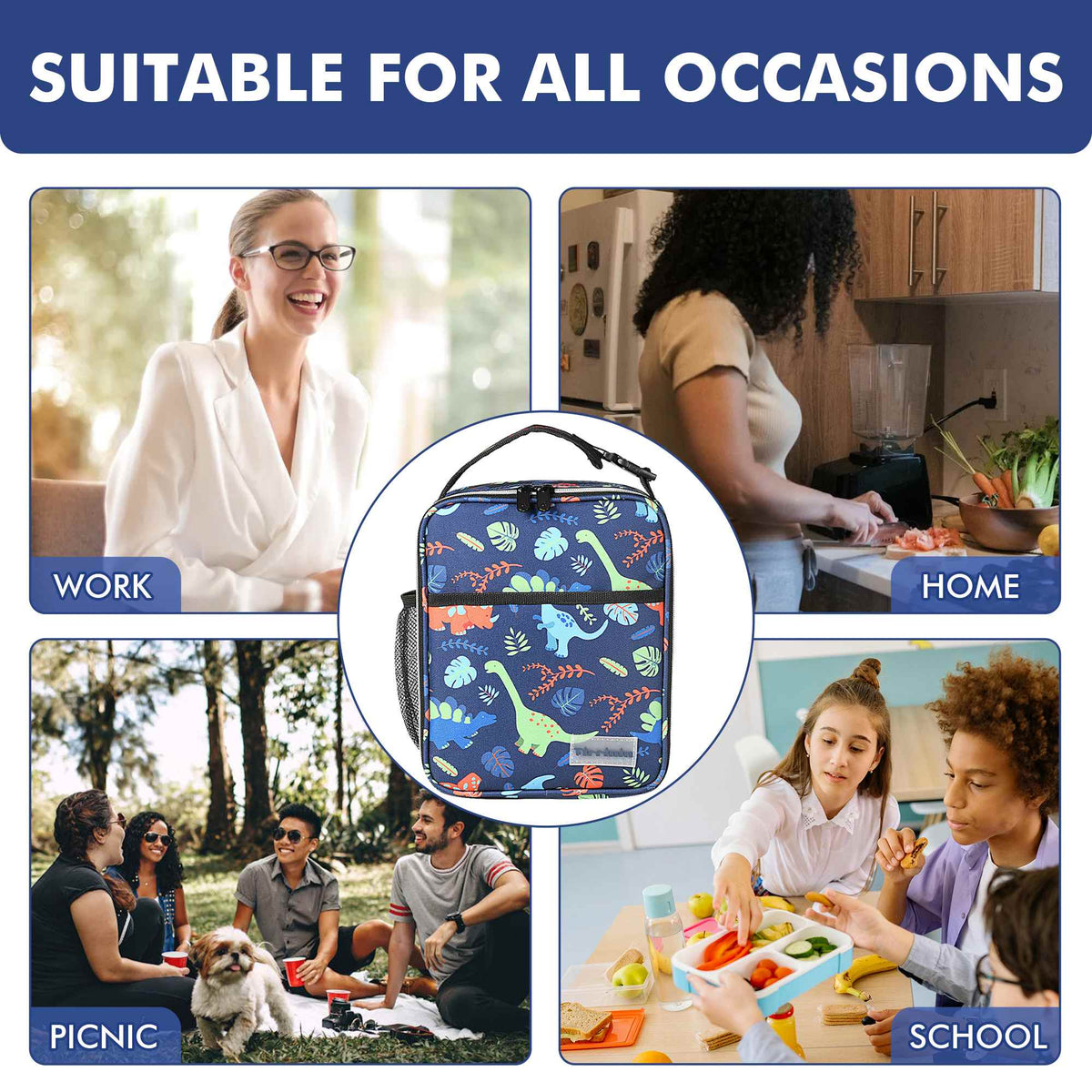 Tirrinia Kid's Blue Dino Lunch Bag product image 5