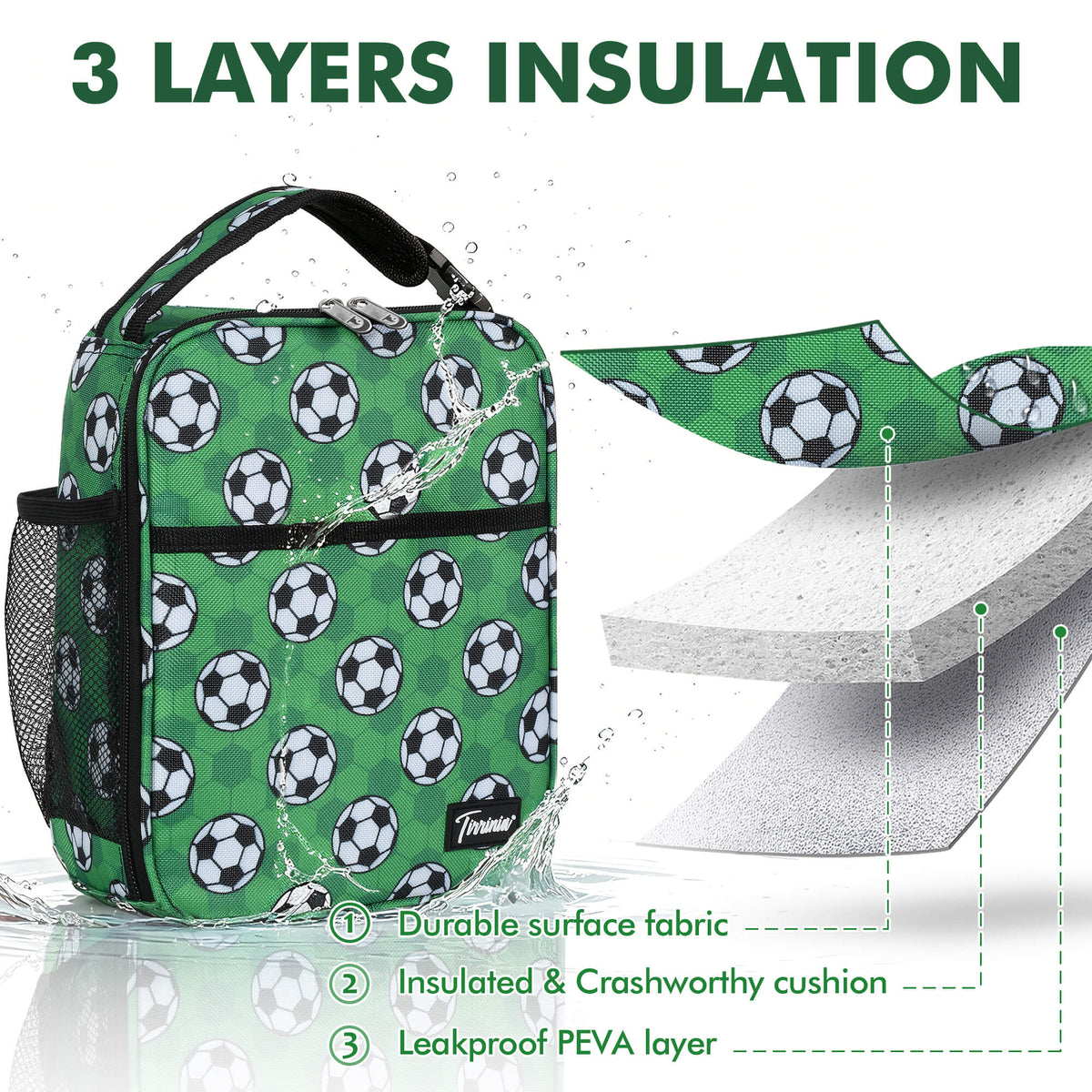 Tirrinia Sports-Themed Insulated Lunch Bag – Compact, Leakproof & Travel-Friendly