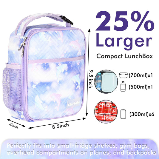Tirrinia Kids' Purple Dolphin Lunch Bag front view