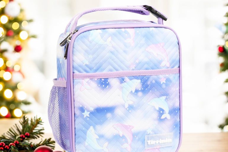 Tirrinia Kids' Purple Dolphin Lunch Bag back view