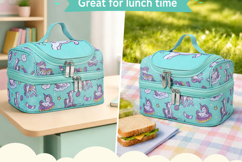 Tirrinia Kids Insulated Lunch Bag – Leak-Proof Double Decker Cooler Tote