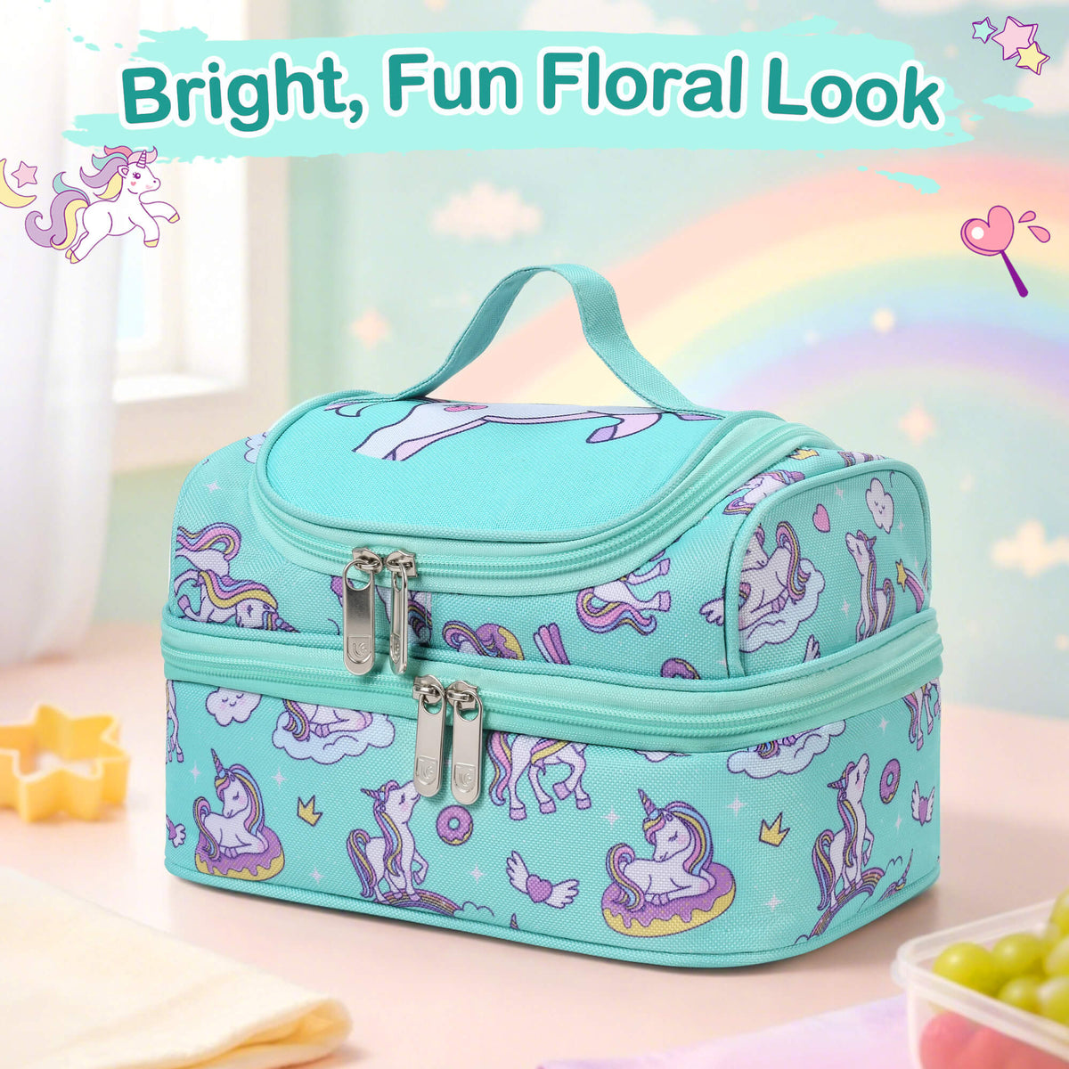 Tirrinia Kids Insulated Lunch Bag – Leak-Proof Double Decker Cooler Tote