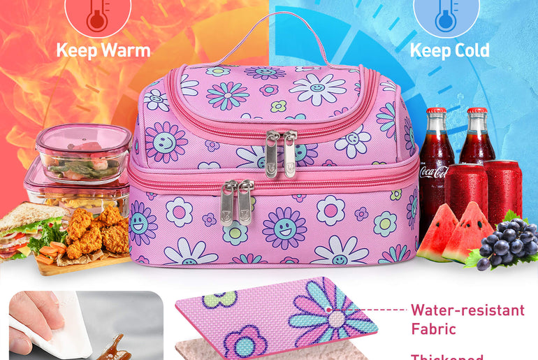 Tirrinia Kids Insulated Lunch Bag – Leak-Proof Double Decker Cooler Tote