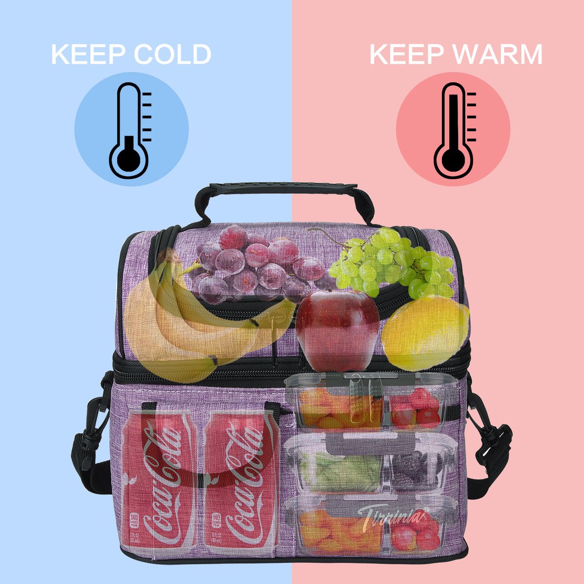 Tirrinia Lunch Tote Bag with Dual Compartment