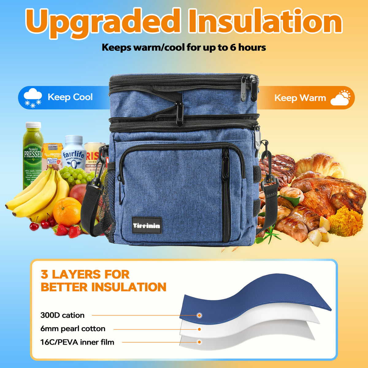 Tirrinia Large Capacity Expandable Insulated Lunch Bag product image 13