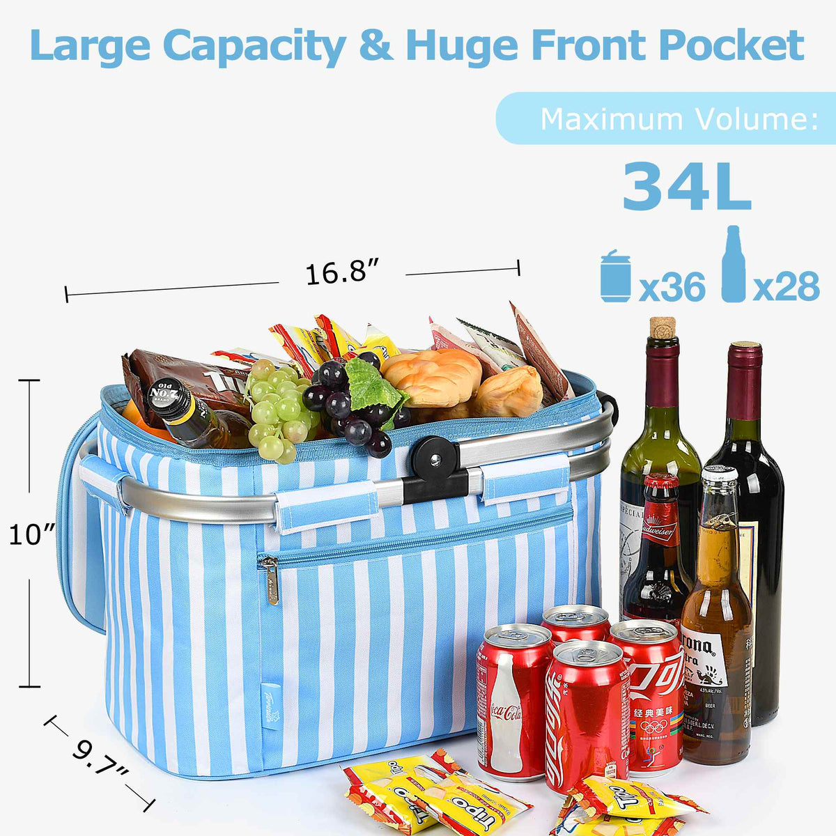 Tirrinia Insulated Picnic Basket with Pattern