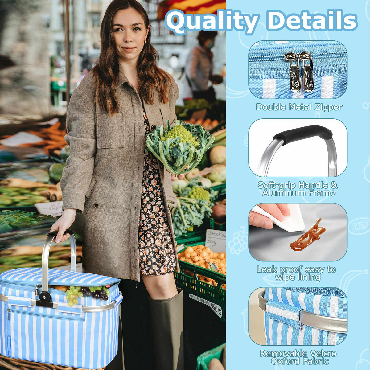 Tirrinia Insulated Picnic Basket with Pattern