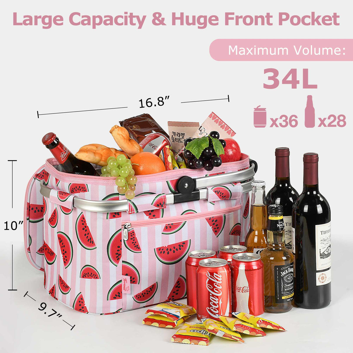 Tirrinia Insulated Picnic Basket with Pattern