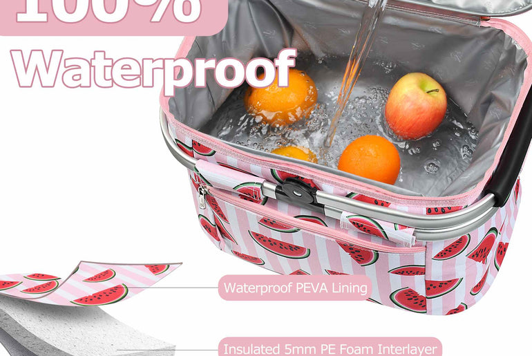 Tirrinia Insulated Picnic Basket with Pattern