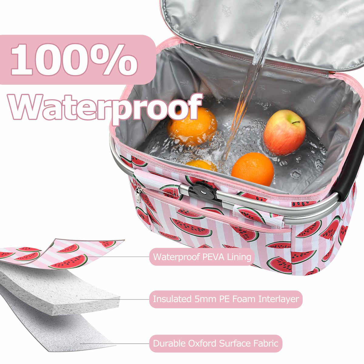 Tirrinia Insulated Picnic Basket with Pattern