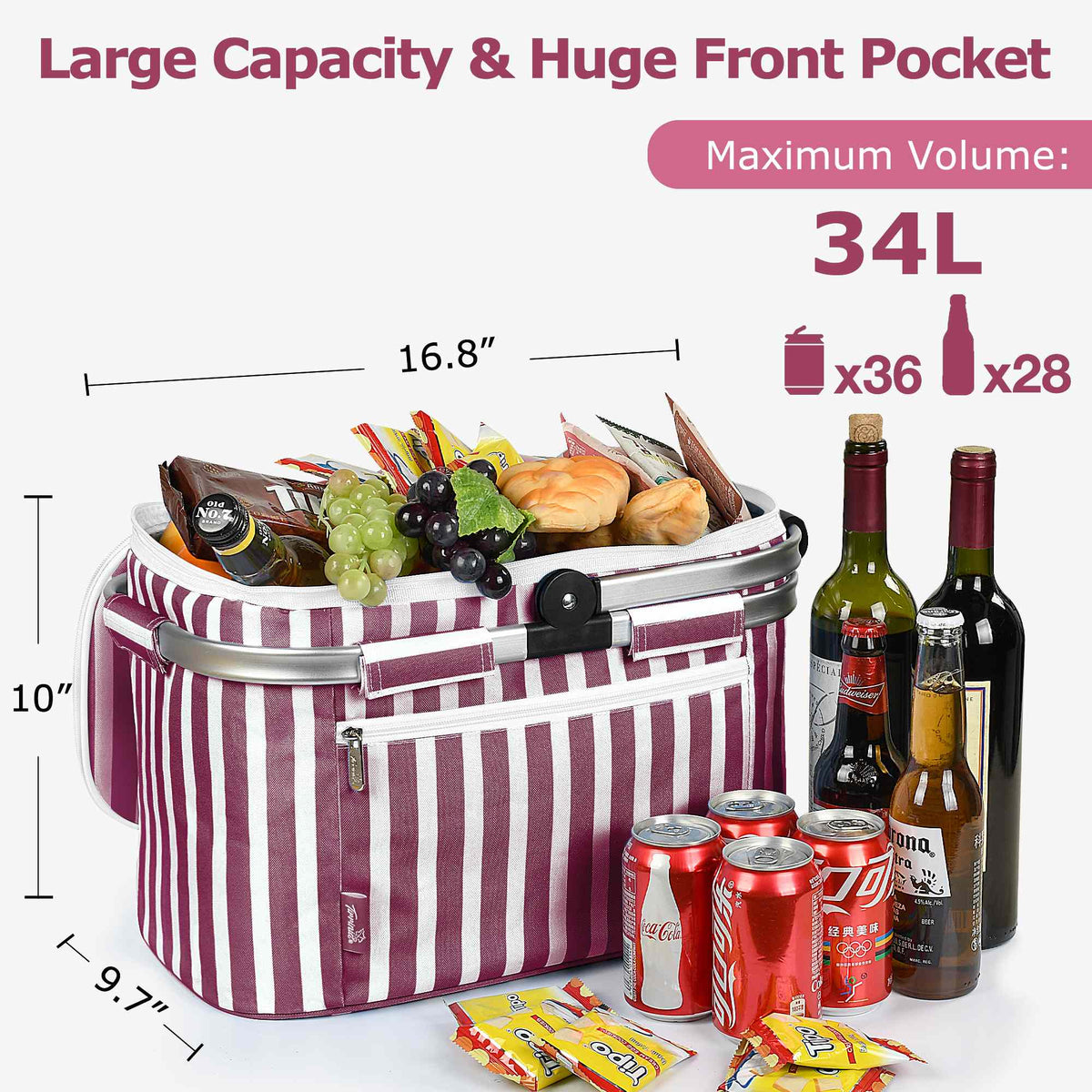 Tirrinia Insulated Picnic Basket with Pattern