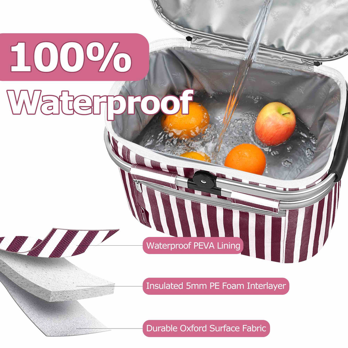 Tirrinia Insulated Picnic Basket with Pattern
