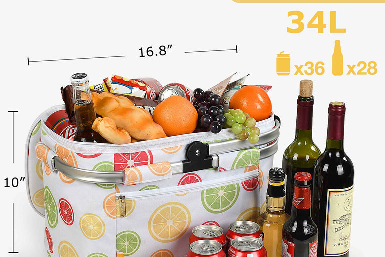 Tirrinia Insulated Picnic Basket with Pattern