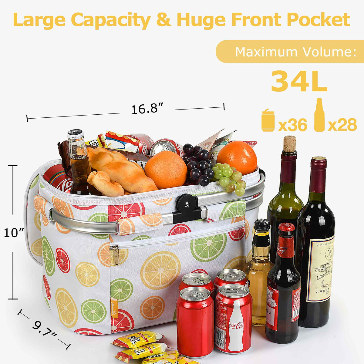 Tirrinia Insulated Picnic Basket with Pattern