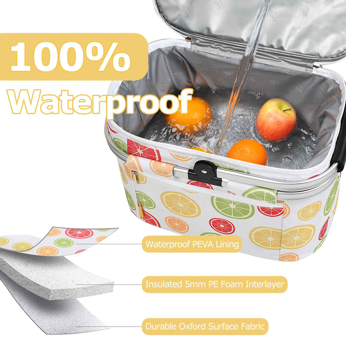 Tirrinia Insulated Picnic Basket with Pattern