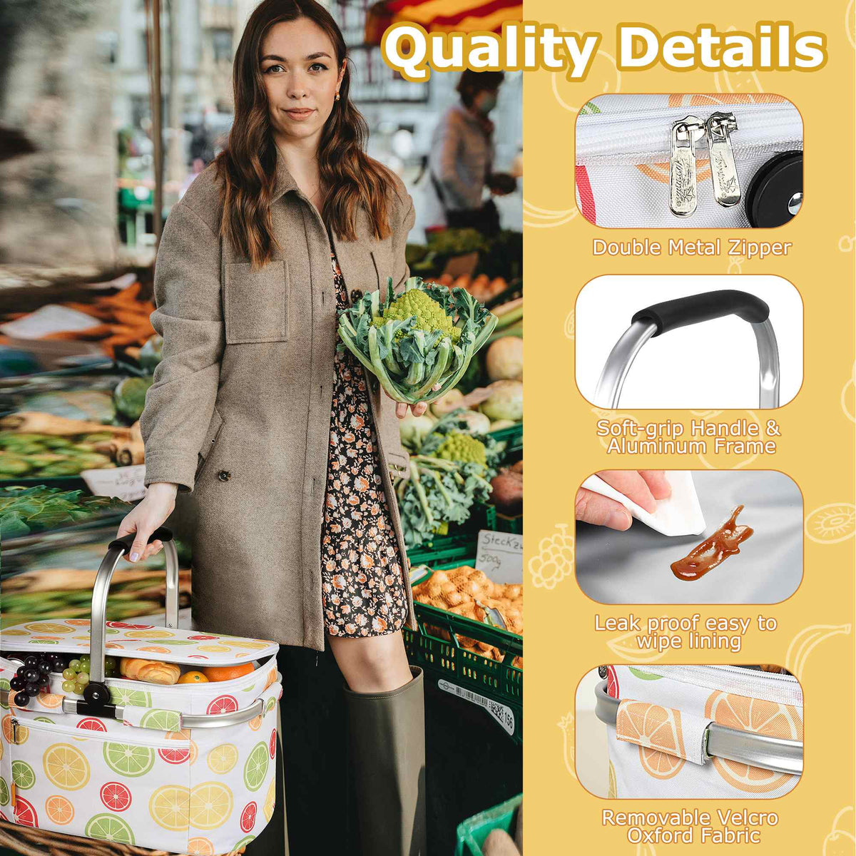 Tirrinia Insulated Picnic Basket with Pattern