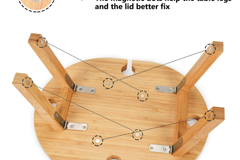 Tirrinia Portable Picnic Table with 4 Wine Glasses Holder close-up detail
