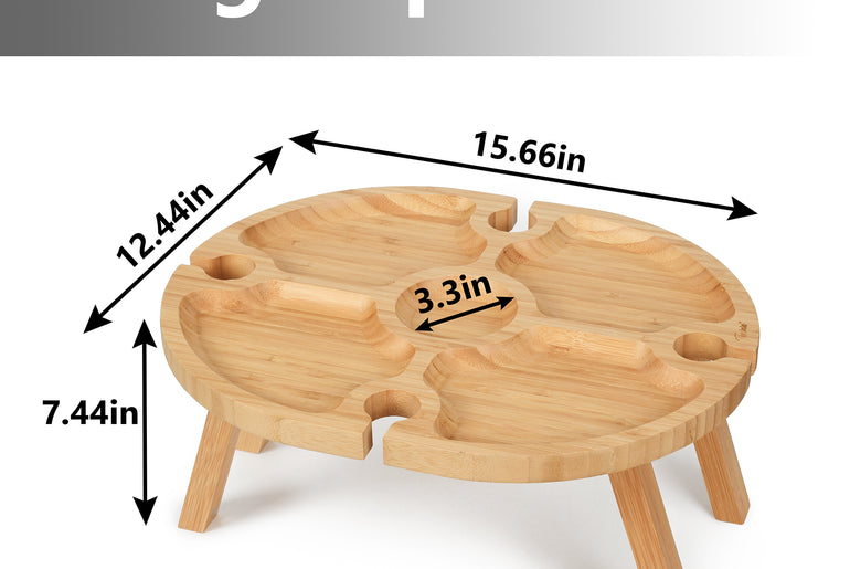 Tirrinia Portable Picnic Table with 4 Wine Glasses Holder back view