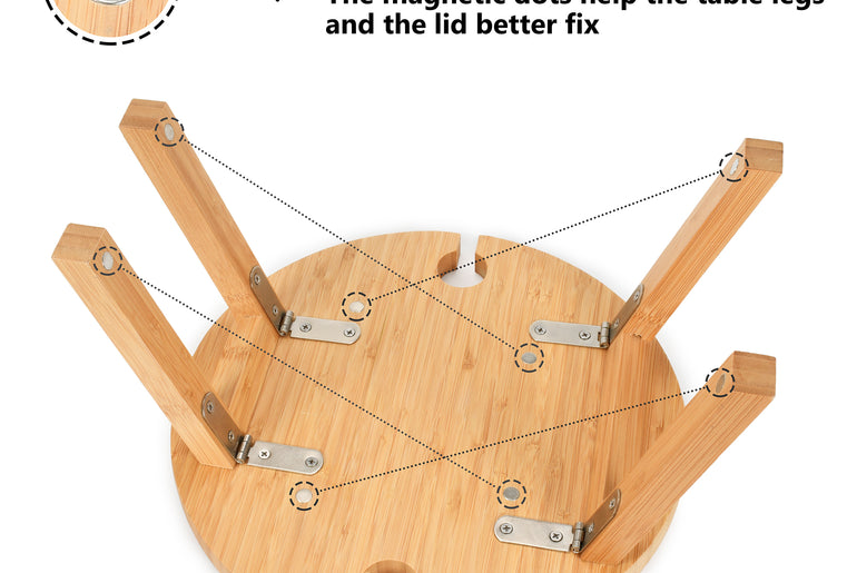 Tirrinia Portable Picnic Table with 4 Wine Glasses Holder close-up detail