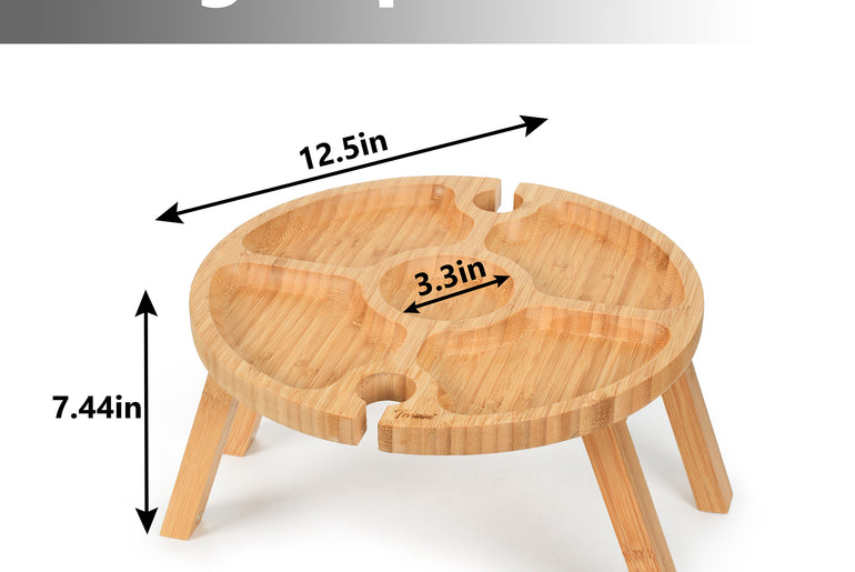 Tirrinia Portable Picnic Table with 4 Wine Glasses Holder detail view