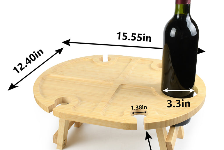 Tirrinia Foldable Picnic Table with Wine Glass Holder and Bottle Holder