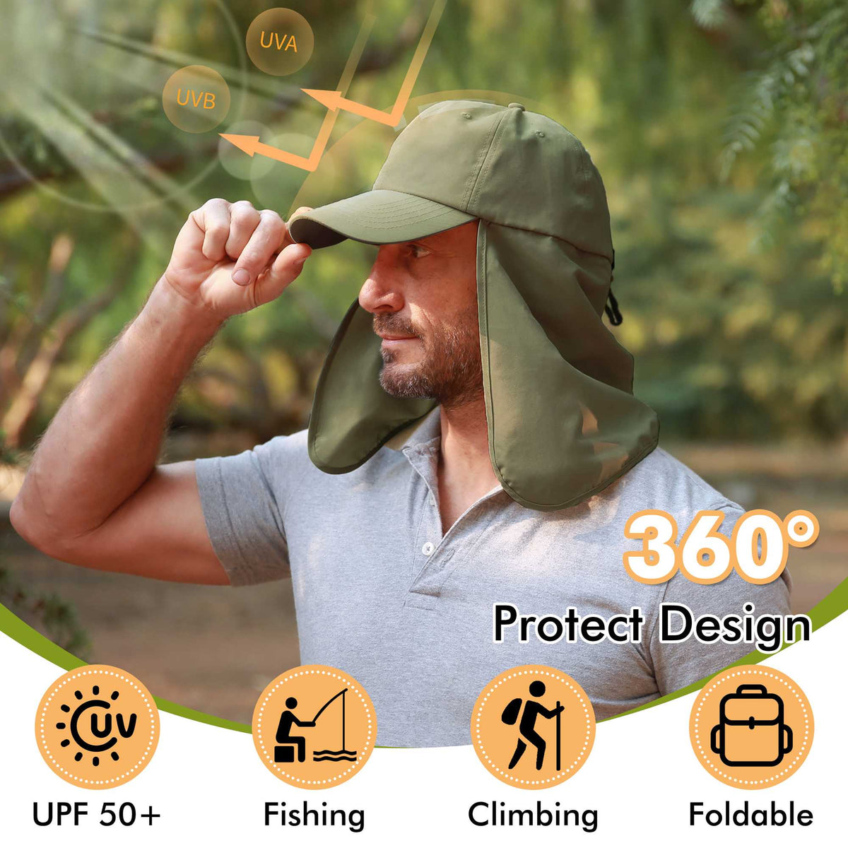 Tirrinia Neck Flap Sun Hat with Wide Brim