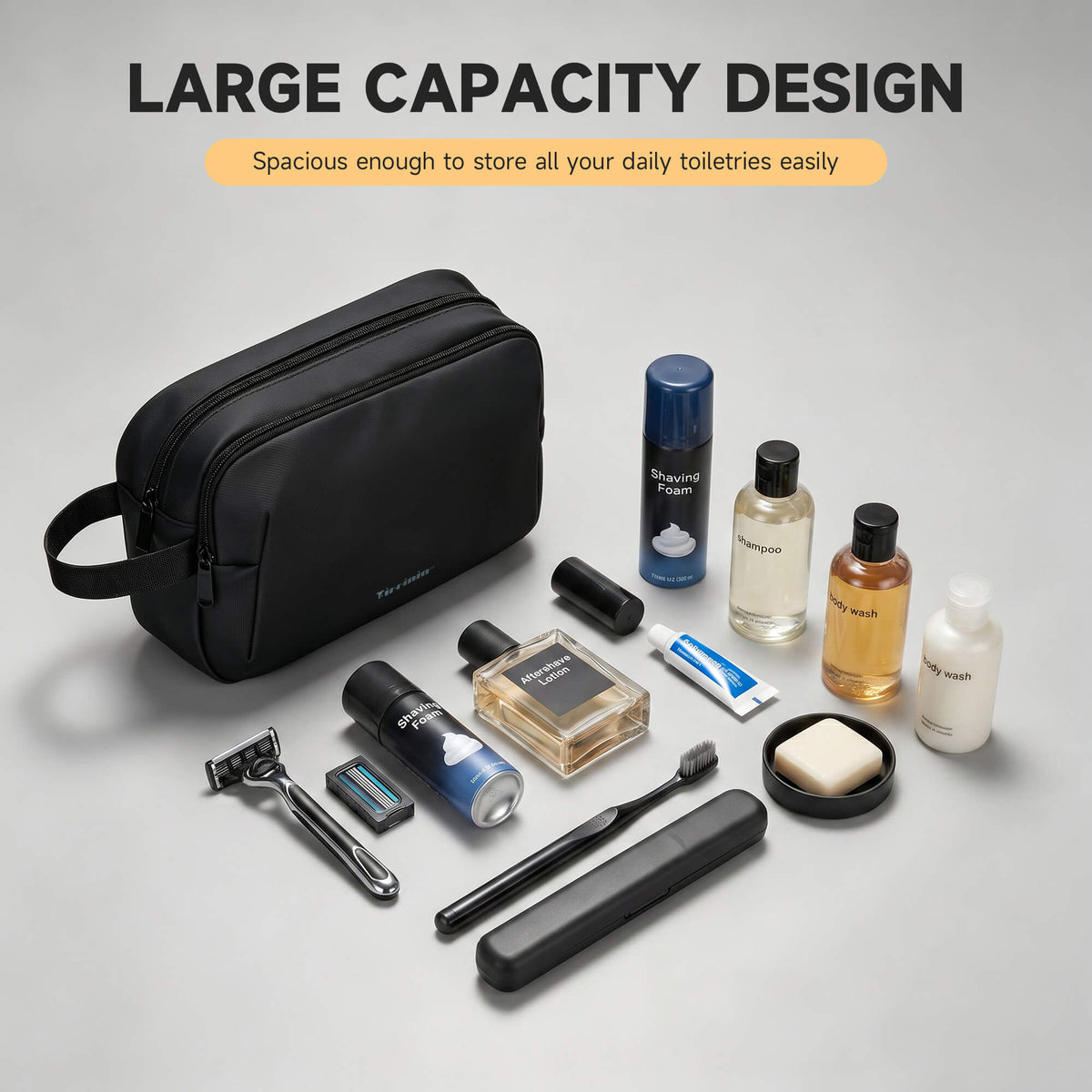 Tirrinia Travel Toiletry Bag – Large Capacity Waterproof Makeup & Toiletry Organizer front view