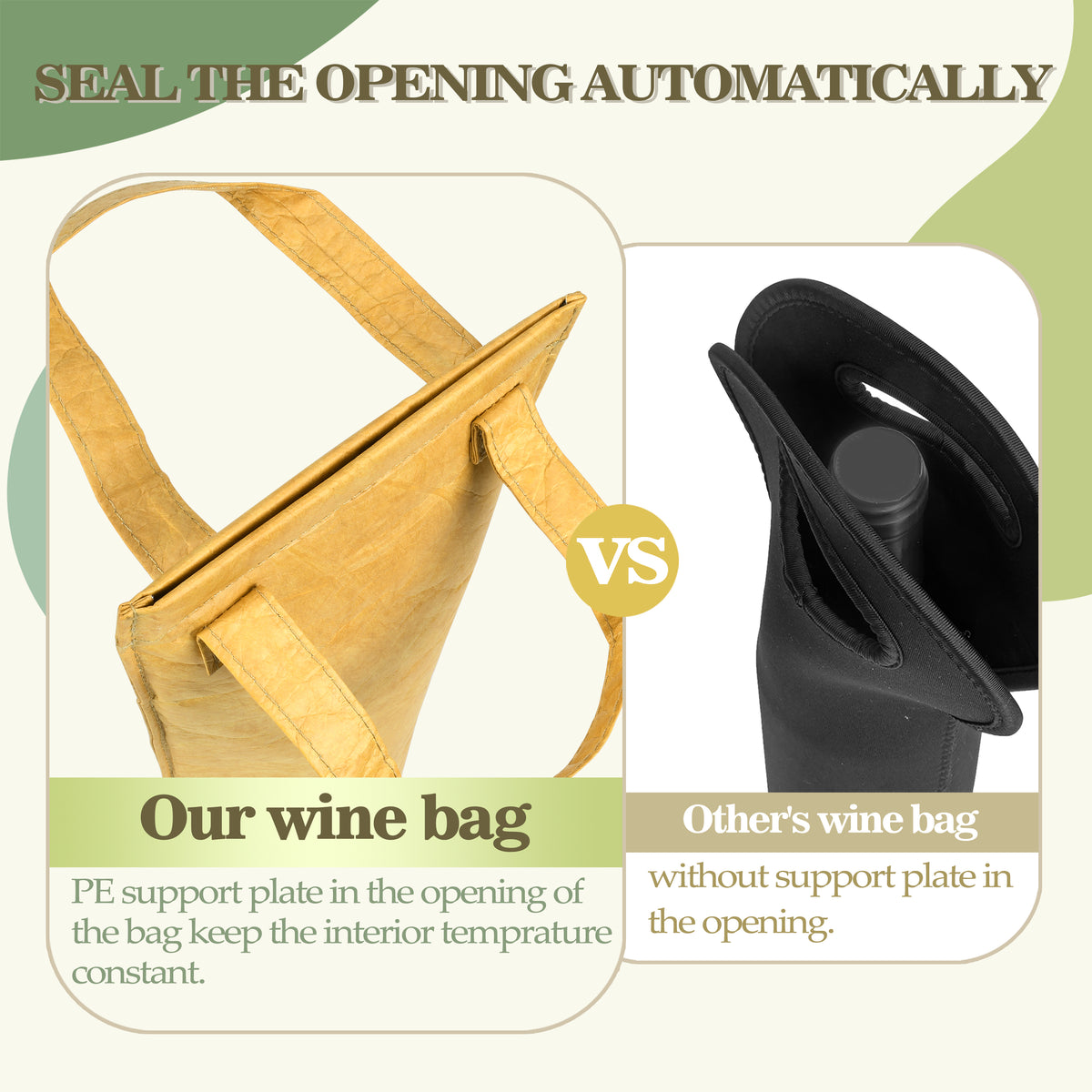 Tirrinia single layer waterproof dupont paper wine bag for gift front view
