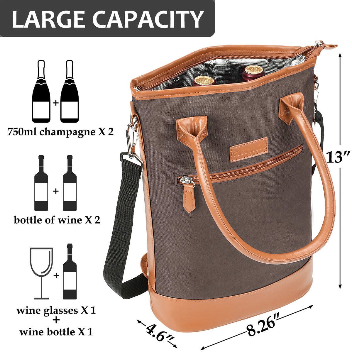Tirrinia 2 Bottle Wine Bag Holder for Gift back view