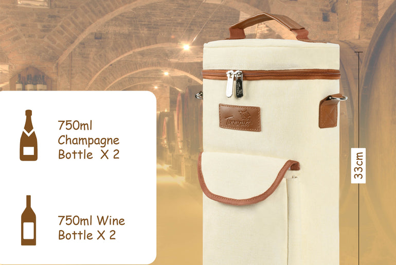 Tirrinia 2 Bottle Wine Gift Tote Carrier with Pocket
