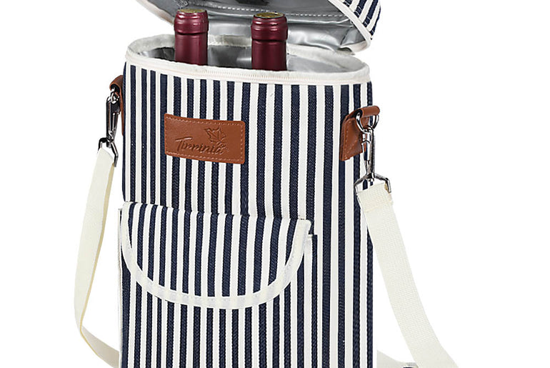 Tirrinia 2 Bottle Wine Gift Tote Carrier with Pocket