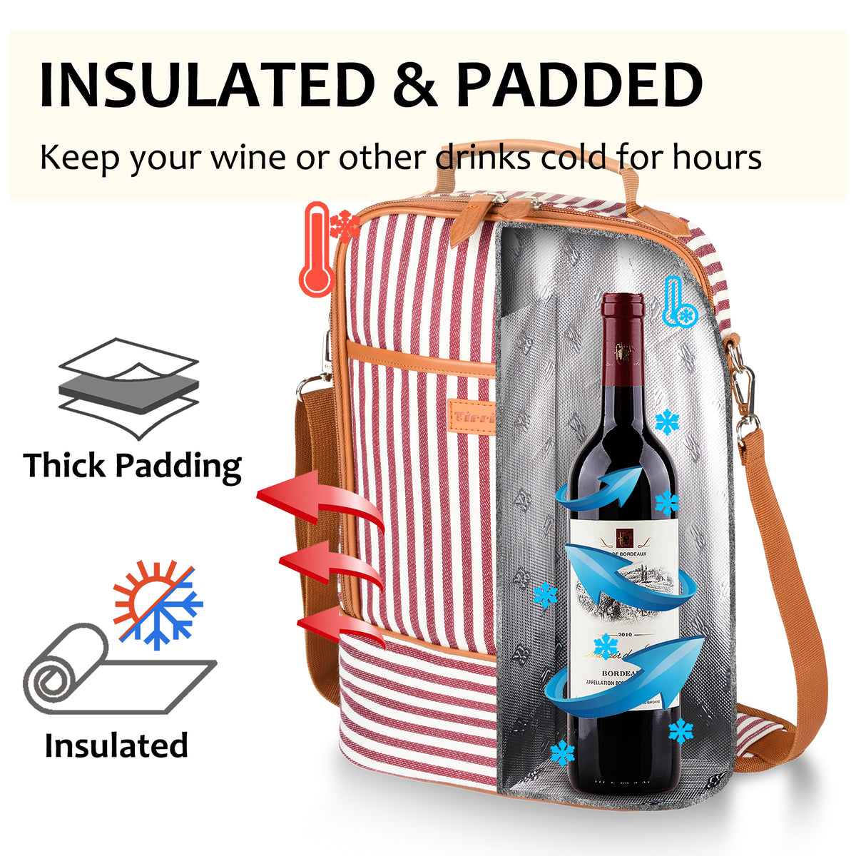 Tirrinia 2 Bottle Wine Carrier Bag for Picnic product image 12