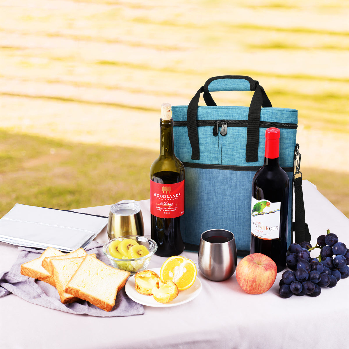 Tirrinia 3 Bottle Insulated Wine Tote Bag with Corkscrew