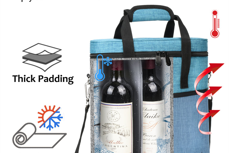 Tirrinia 3 Bottle Insulated Wine Tote Bag with Corkscrew