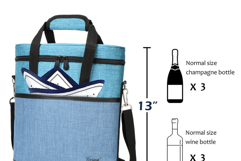 Tirrinia 3 Bottle Insulated Wine Tote Bag with Corkscrew