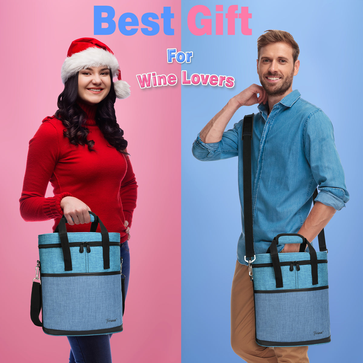 Tirrinia 3 Bottle Insulated Wine Tote Bag with Corkscrew